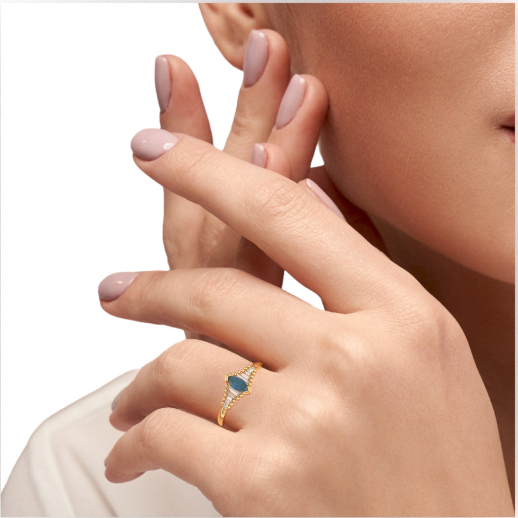 Lab-Created Alexandrite Lab-Grown Diamond Dainty Engagement Ring In 14k Yellow Gold