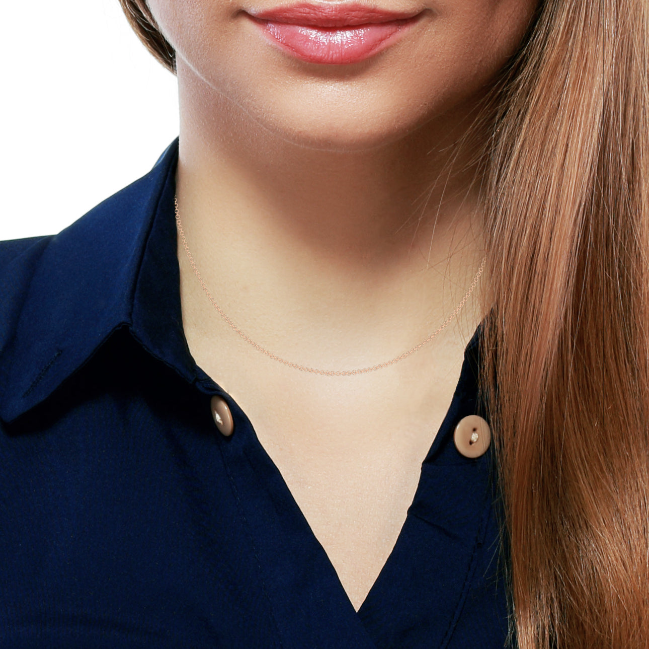 10k Rose Gold Round Link 18 Inch Chain With Lobster Clasp