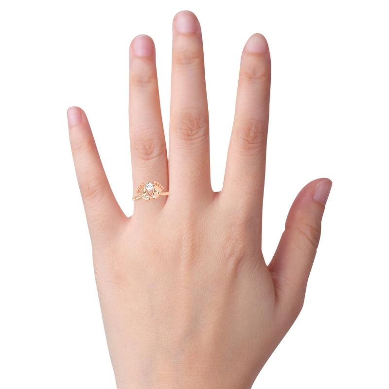 Baby Feet White Topaz Diamond Ring In 14k Rose Gold