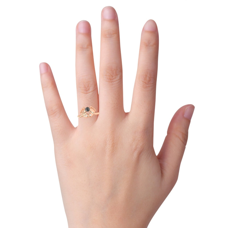 Baby Feet Black Onyx Diamond Ring In 14k Rose Gold