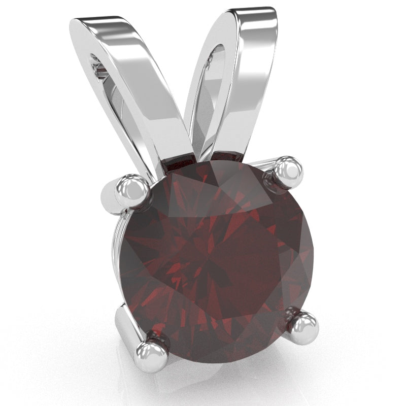 Garnet Solitaire Pendant In 14k White Gold