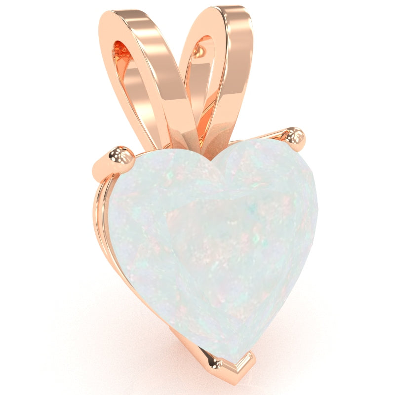 Opal Heart Solitaire Pendant In 14k Rose Gold
