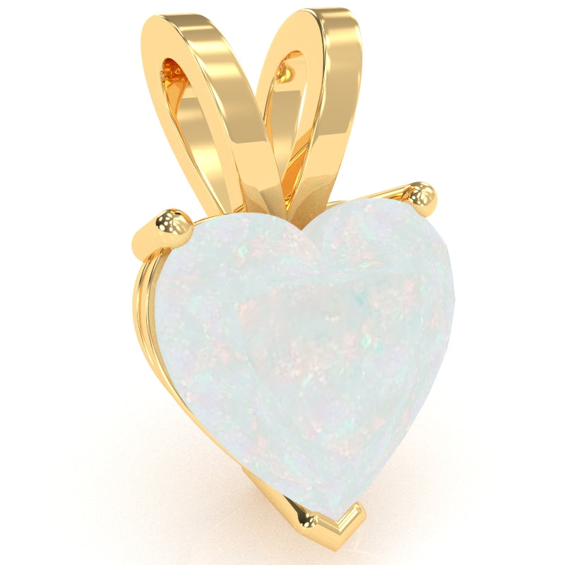 Opal Heart Solitaire Pendant In 14k Yellow Gold