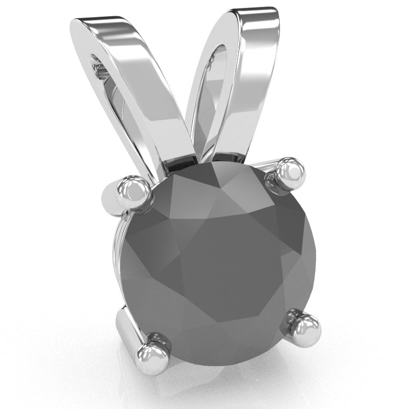 Black Onyx Solitaire Pendant In 14k White Gold