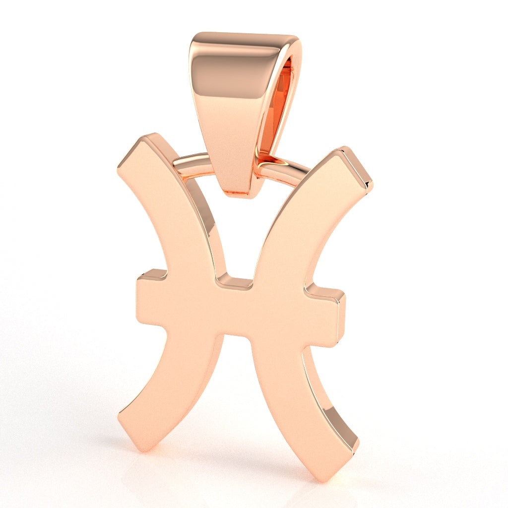 Pisces Zodiac Sign Pendant In Solid 14K Rose Gold