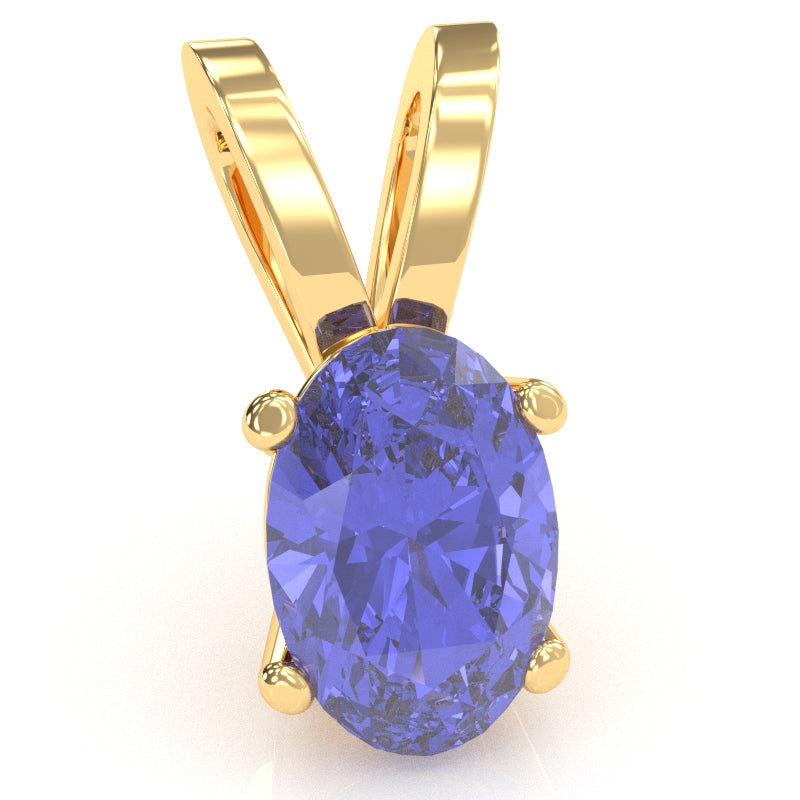 Tanzanite Oval Solitaire Pendant In 14k Yellow Gold