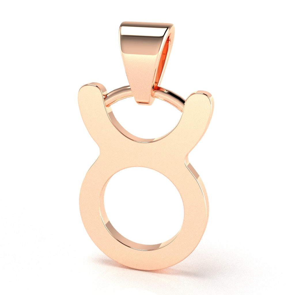 Taurus Zodiac Sign Pendant In Solid 10K Rose Gold