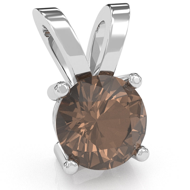 Smoky Quartz Solitaire Pendant In 14k White Gold