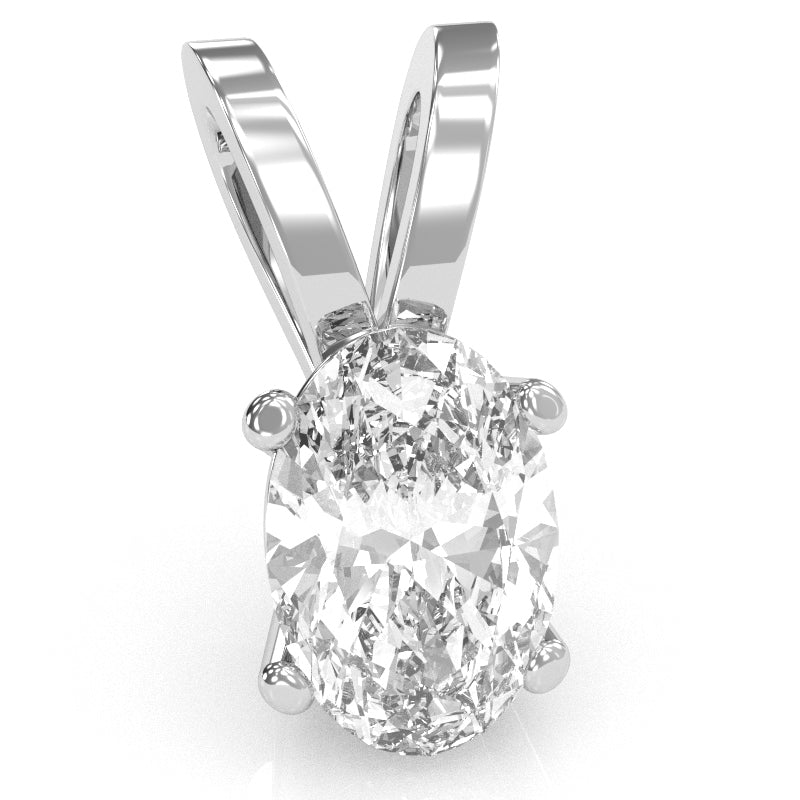 White Topaz Oval Solitaire Pendant In 14k White Gold