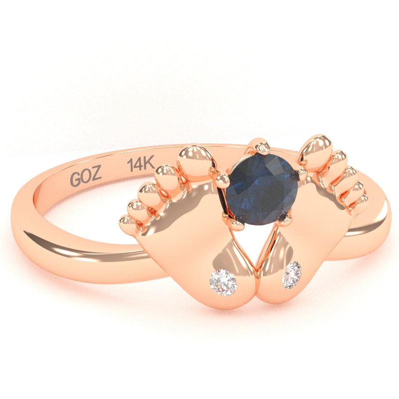 Baby Feet Lab-Created Sapphire Diamond Ring In 14k Rose Gold