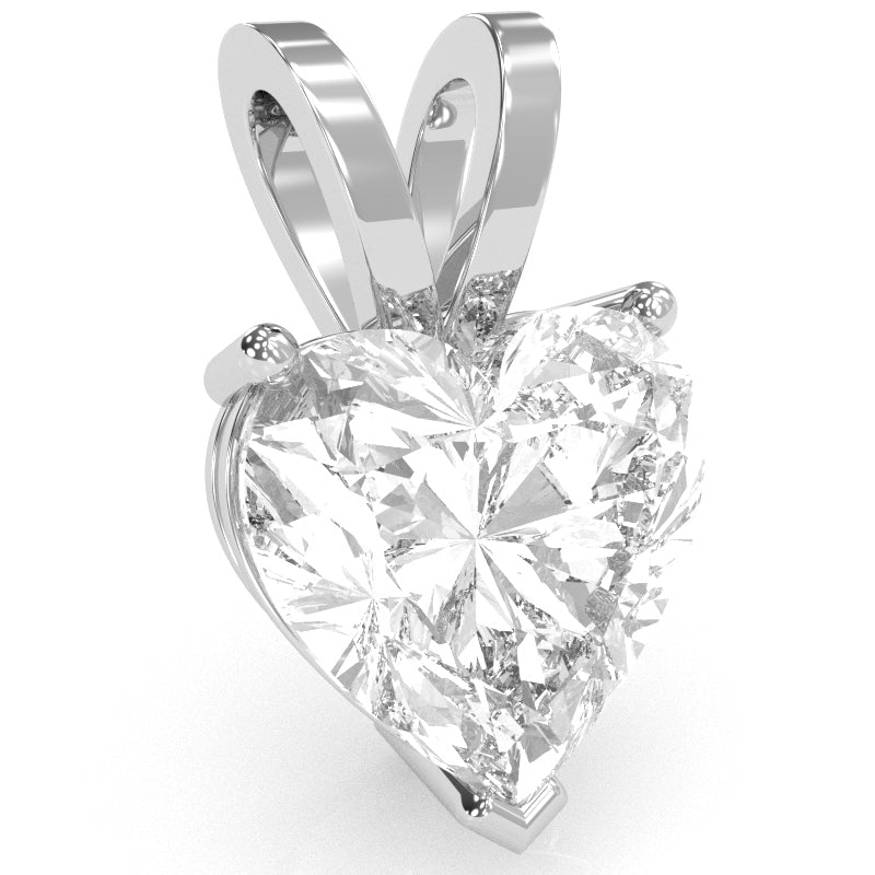 White Topaz Heart Solitaire Pendant In 14k White Gold
