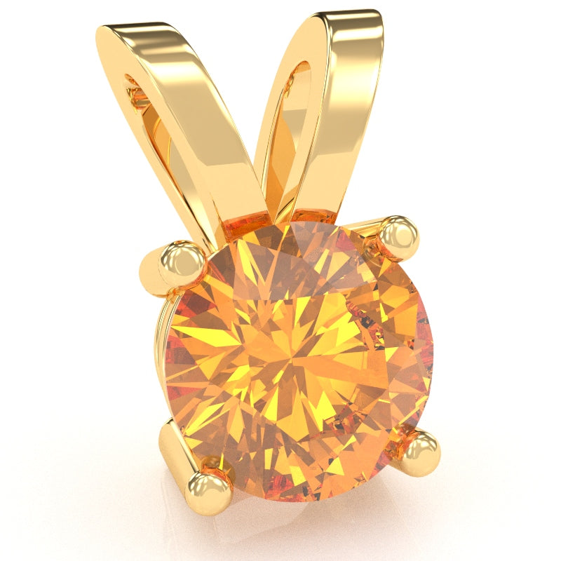 Citrine Solitaire Pendant In 14k Yellow Gold