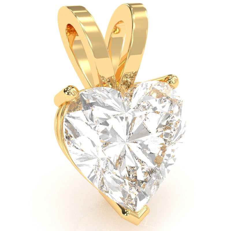 White Topaz Heart Solitaire Pendant In 14k Yellow Gold