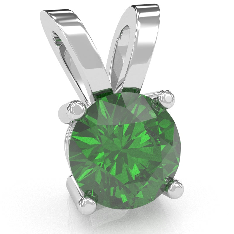 Lab-Created Emerald Solitaire Pendant In 14k White Gold