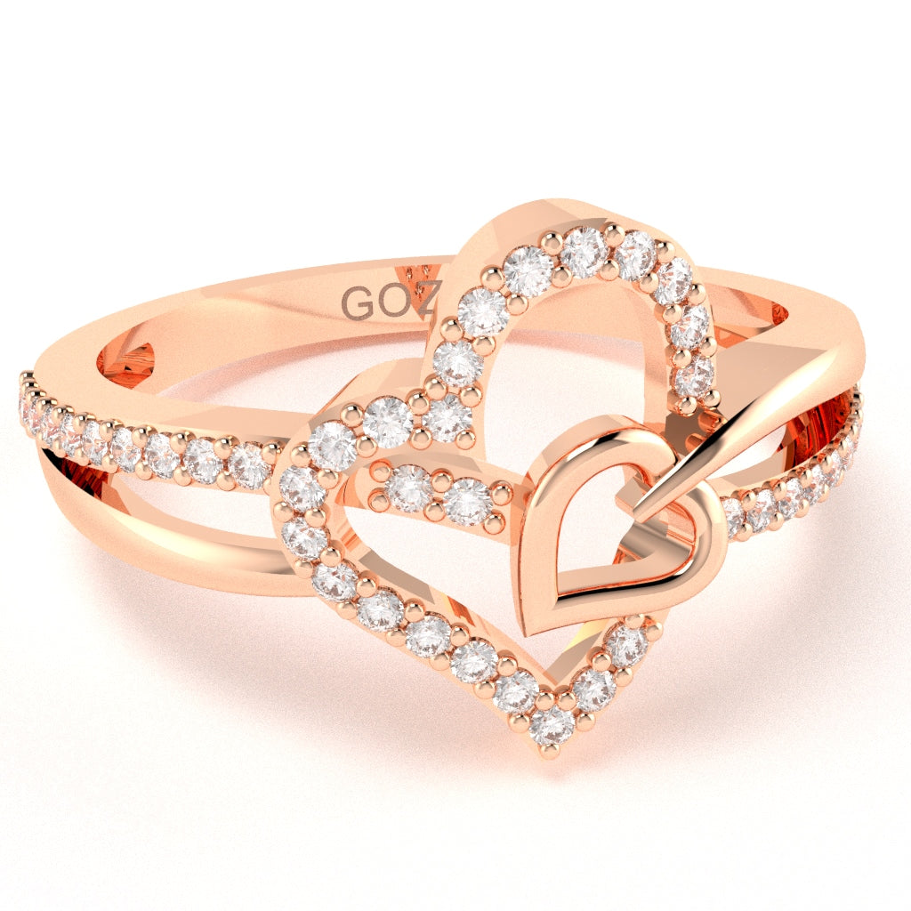 Sweethearts Heart-In-Heart Diamond Cocktail Ring In 14k Rose Gold