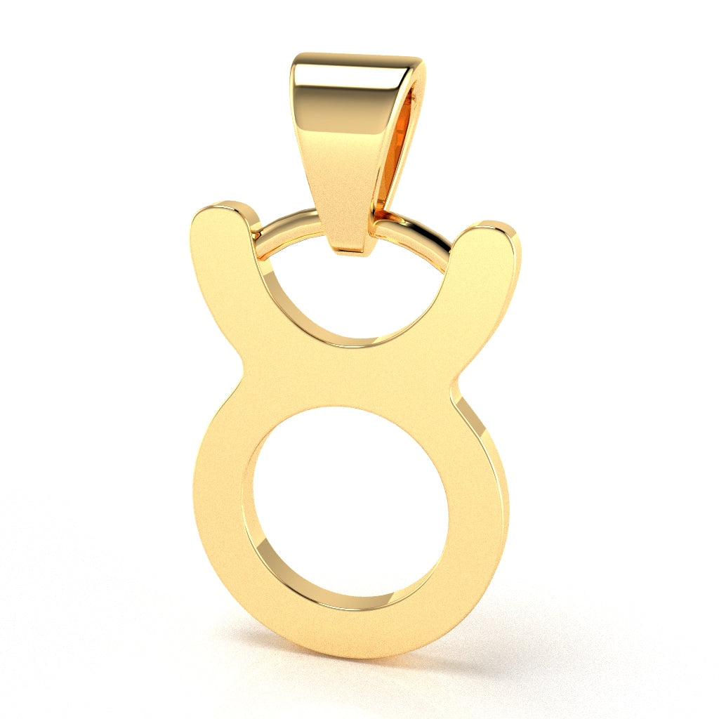 Taurus Zodiac Sign Pendant In Solid 14K Yellow Gold