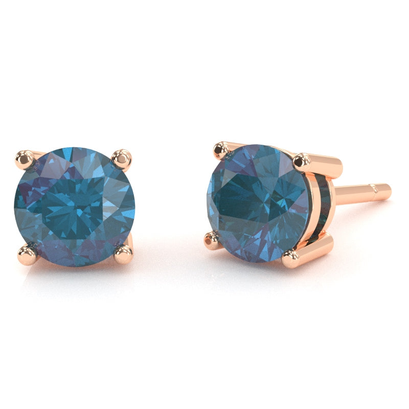Lab-Created Alexandrite 6mm Round Stud Earrings in 14k Rose Gold