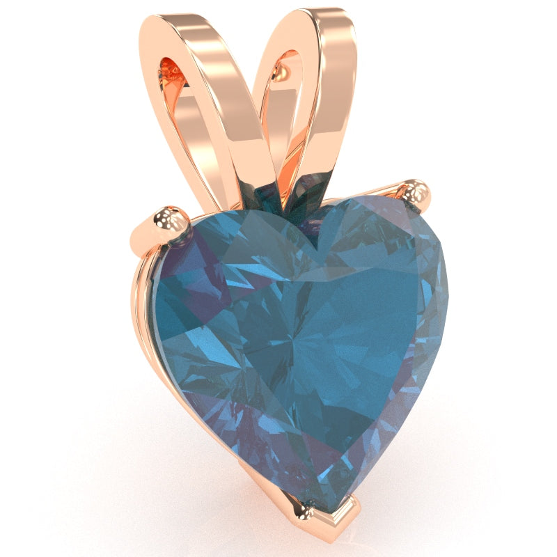 Lab-Created Alexandrite Heart Solitaire Pendant In 14k Rose Gold