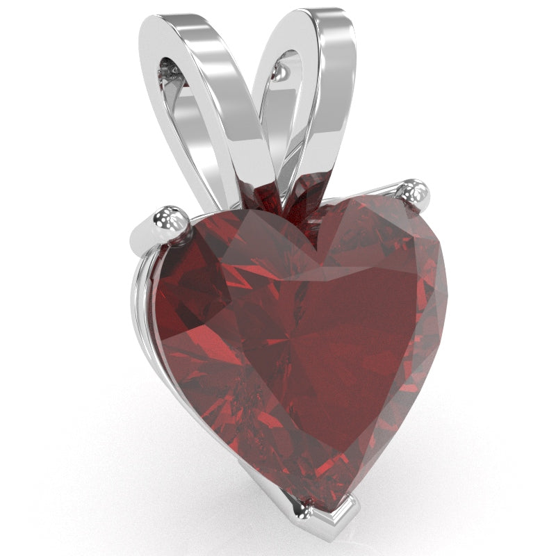 Lab-Created Ruby Heart Solitaire Pendant In 14k White Gold