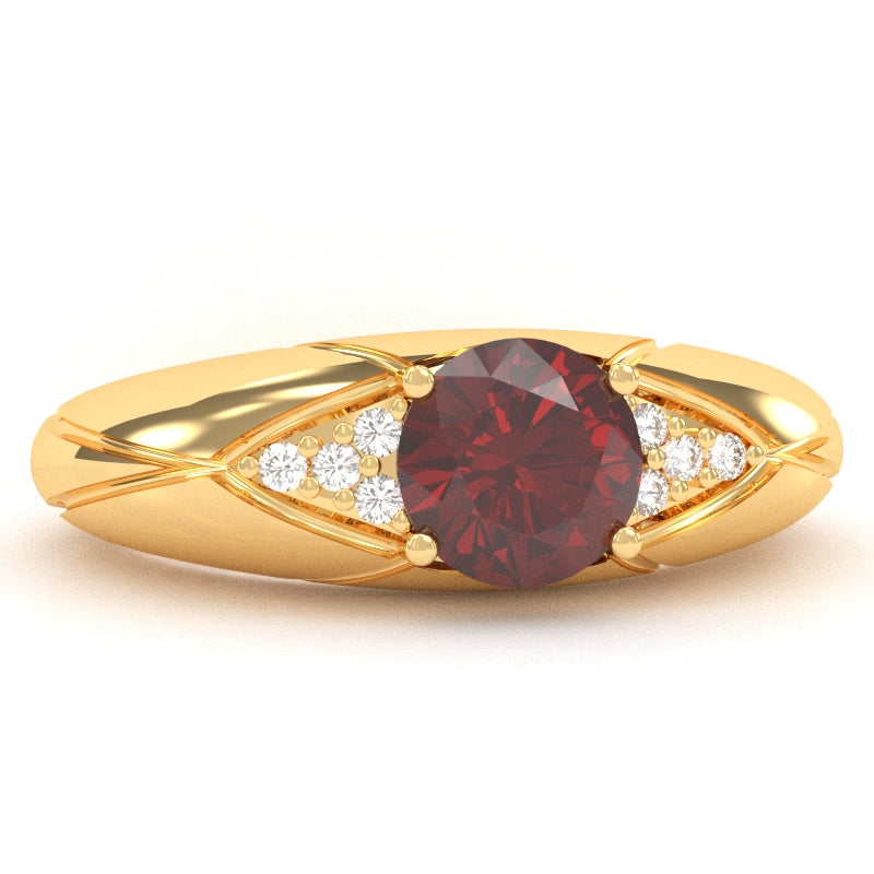 Designer Lab-Created Ruby Diamond Cocktail Ring In Solid 14k Yellow Gold