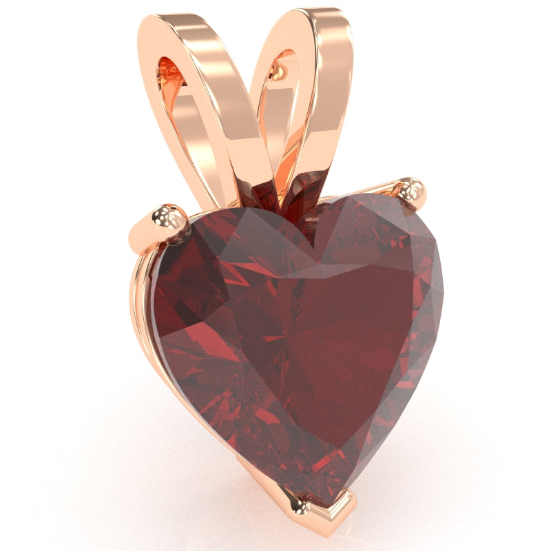 Lab-Created Ruby Heart Solitaire Pendant In 14k Rose Gold