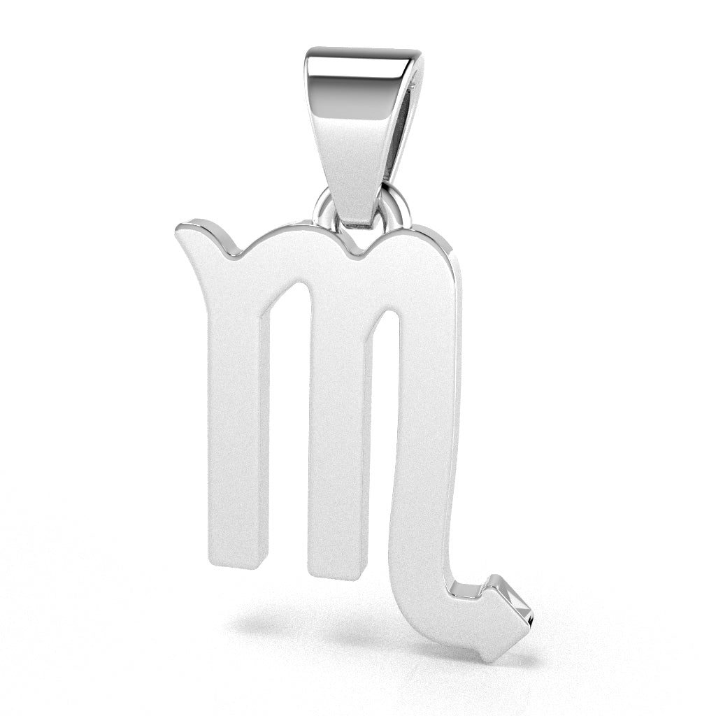 Scorpio Zodiac Sign Pendant In Solid 14K White Gold