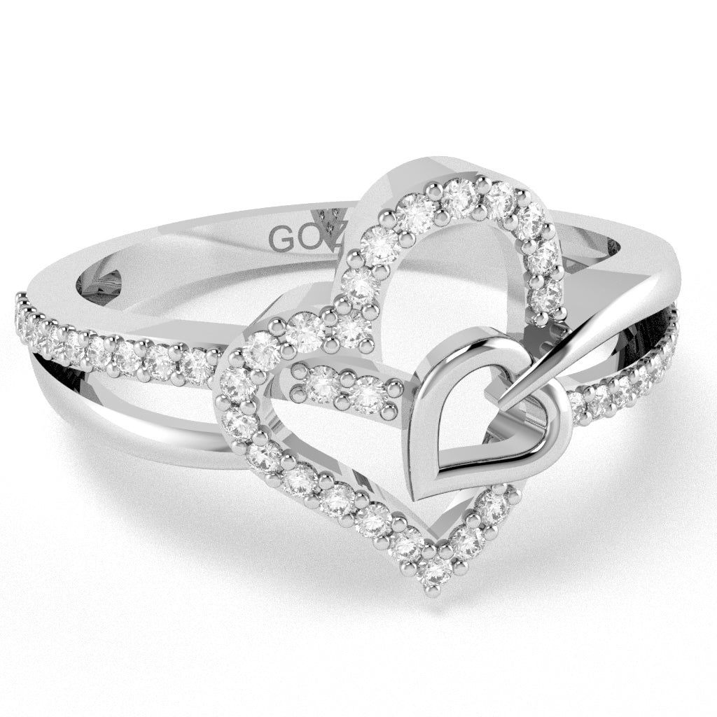Sweethearts Heart-In-Heart Diamond Cocktail Ring In 10k White Gold