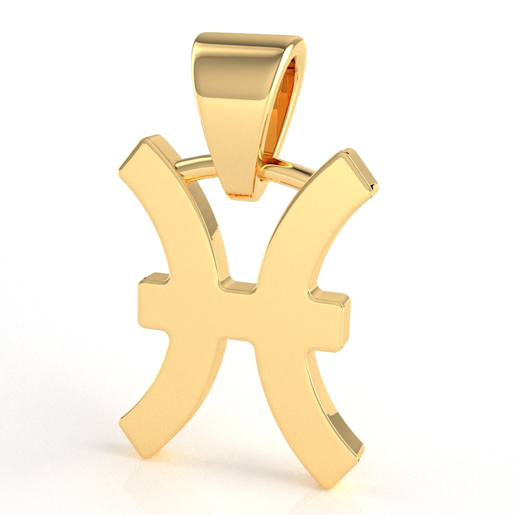 Pisces Zodiac Sign Pendant In Solid 10K Yellow Gold