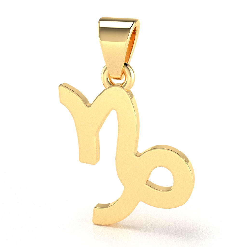 Capricorn Zodiac Sign Pendant In Solid 10K Yellow Gold