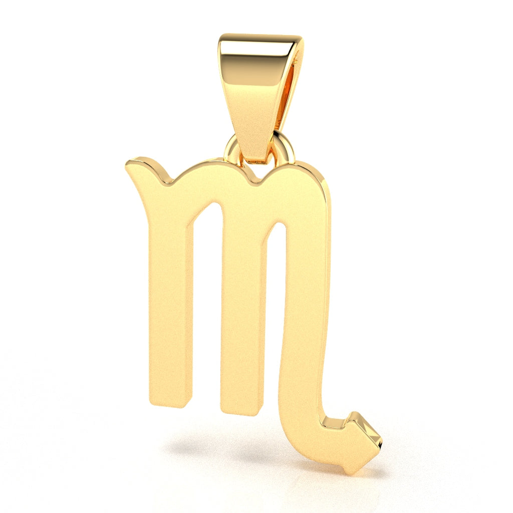 Scorpio Zodiac Sign Pendant In Solid 14K Yellow Gold