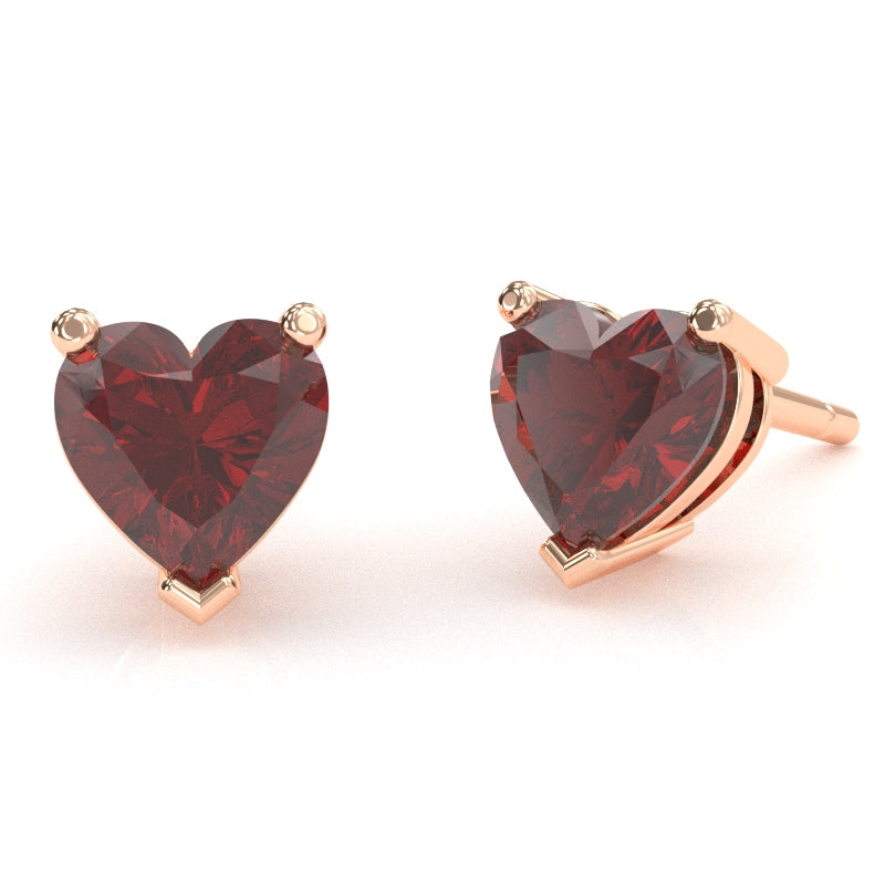Lab-Created Ruby 5mm Heart Stud Earrings in 14k Rose Gold