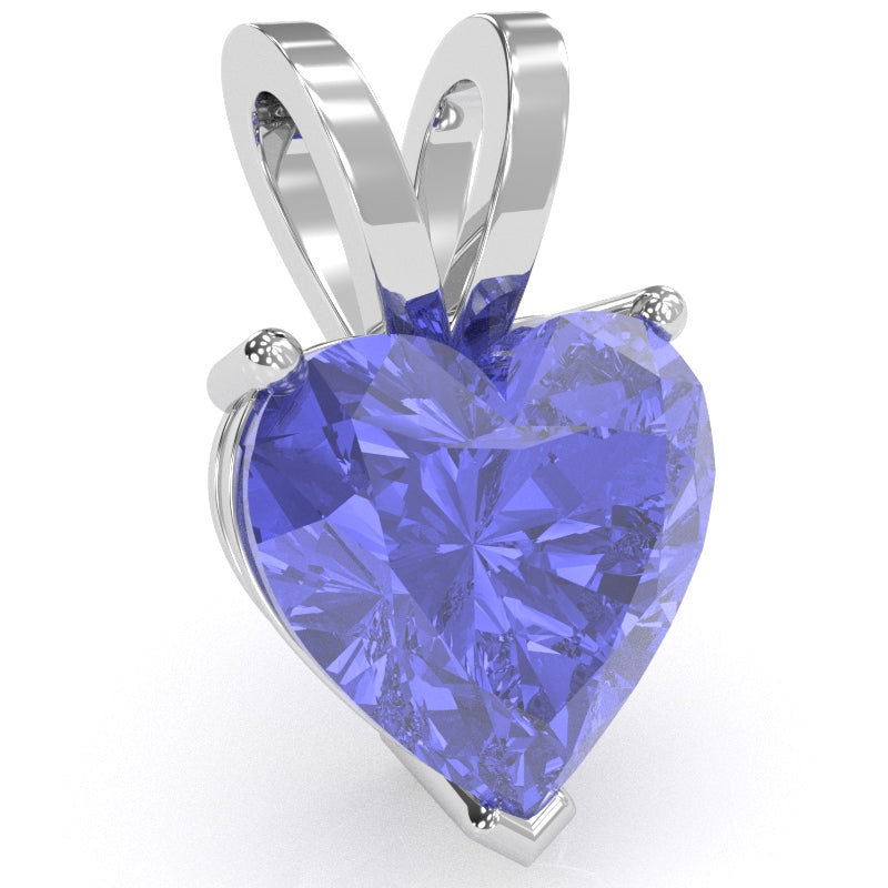 Tanzanite Heart Solitaire Pendant In 14k White Gold