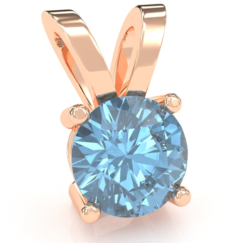 Blue Topaz Solitaire Pendant In 14k Rose Gold
