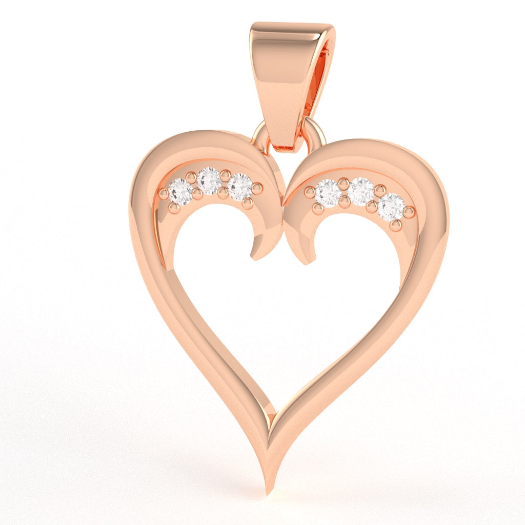 Heart Love Diamond Encrusted Pendant In 14k Rose Gold