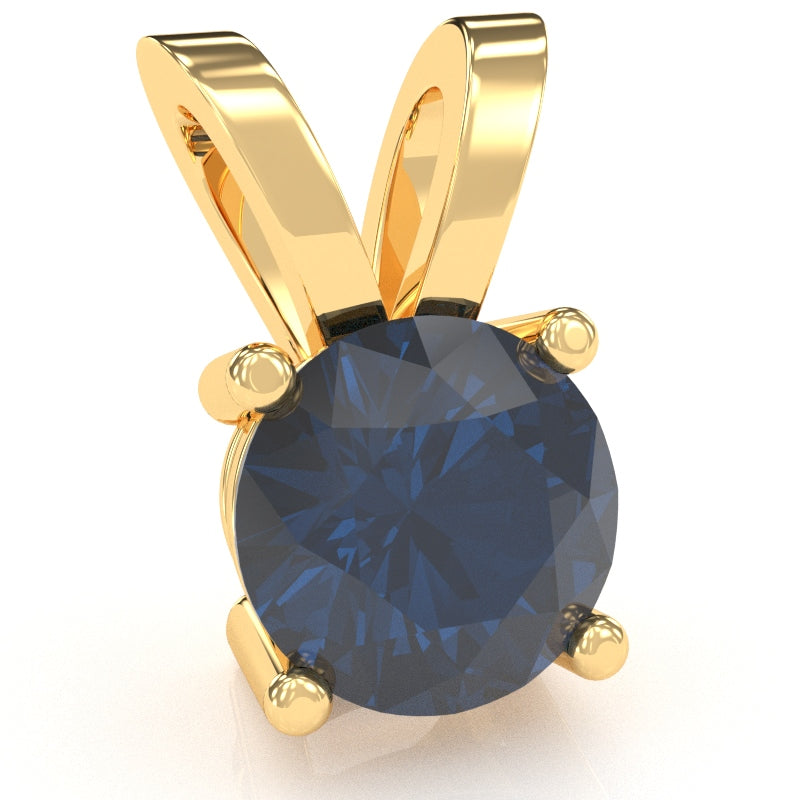 Lab-Created Sapphire Solitaire Pendant In 14k Yellow Gold