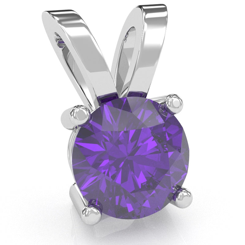 Amethyst Solitaire Pendant In 14k White Gold