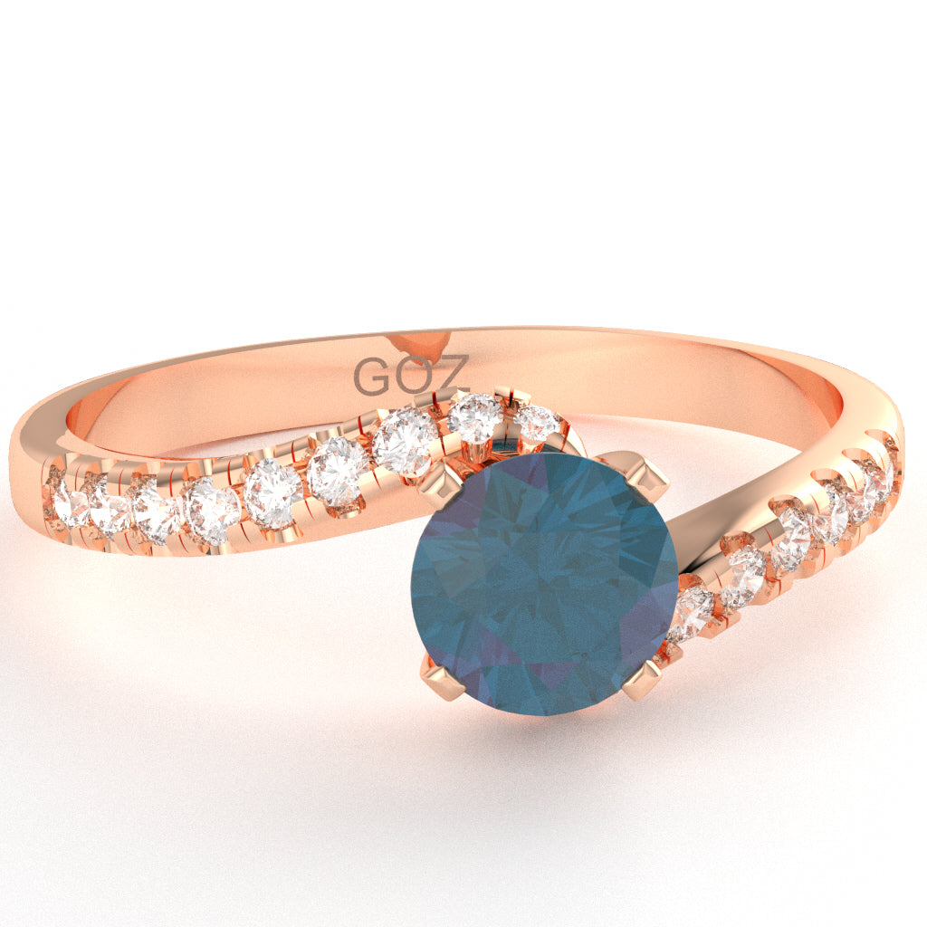 Lab-Created Alexandrite Diamond Curly Dainty Engagement Ring In 10k Rose Gold