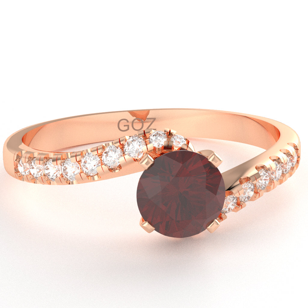 Lab-Created Ruby Diamond Curly Dainty Engagement Ring In 10k Rose Gold