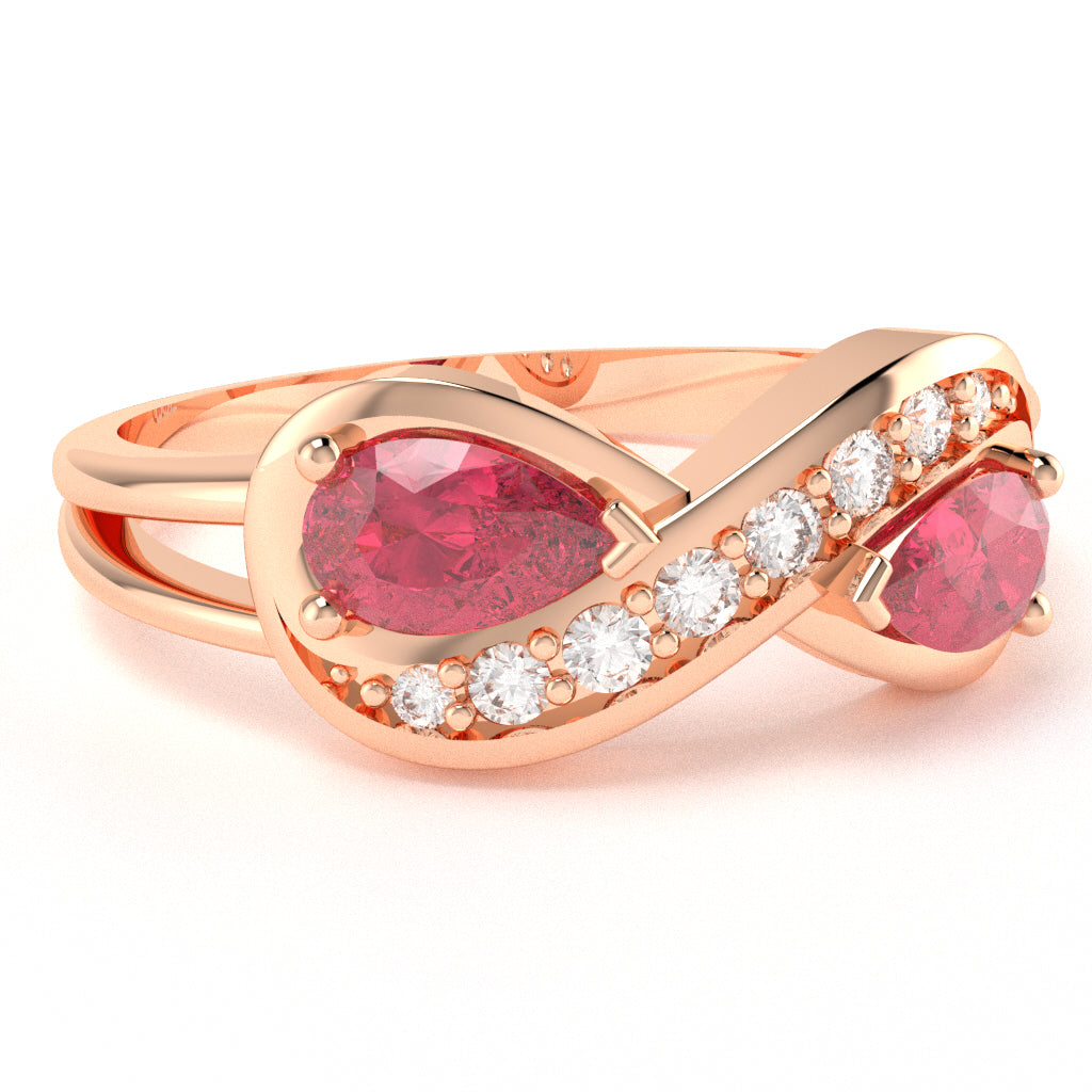 Pink Tourmaline Diamond Infinity Love Ring In 10k Rose Gold