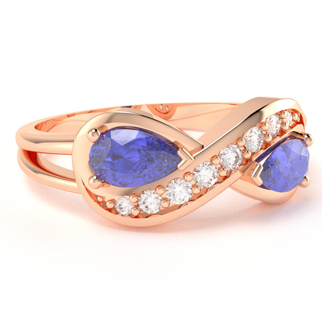 Tanzanite Diamond Infinity Love Ring In 14k Rose Gold
