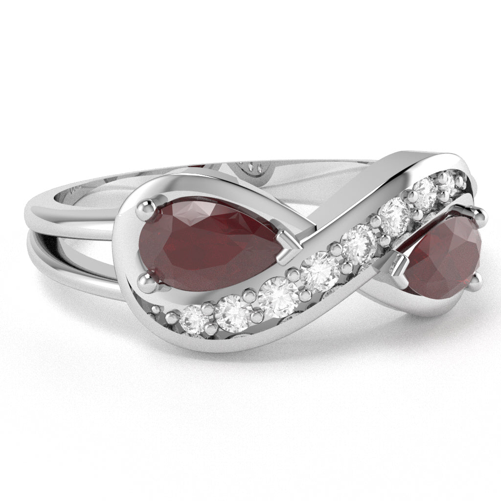 Ruby Diamond Infinity Love Ring In 10k White Gold