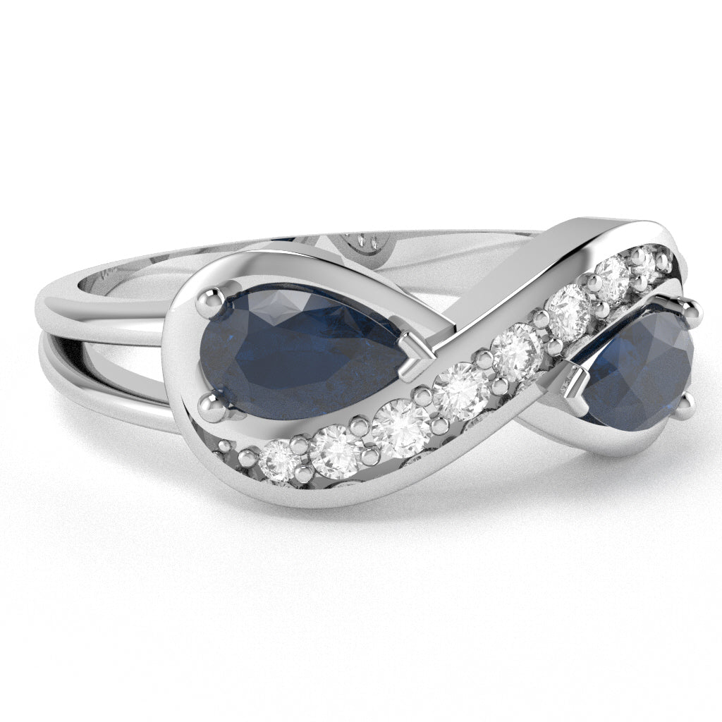 Sapphire Diamond Infinity Love Ring In 14k White Gold