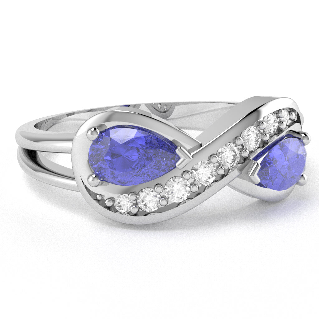 Tanzanite Diamond Infinity Love Ring In 14k White Gold