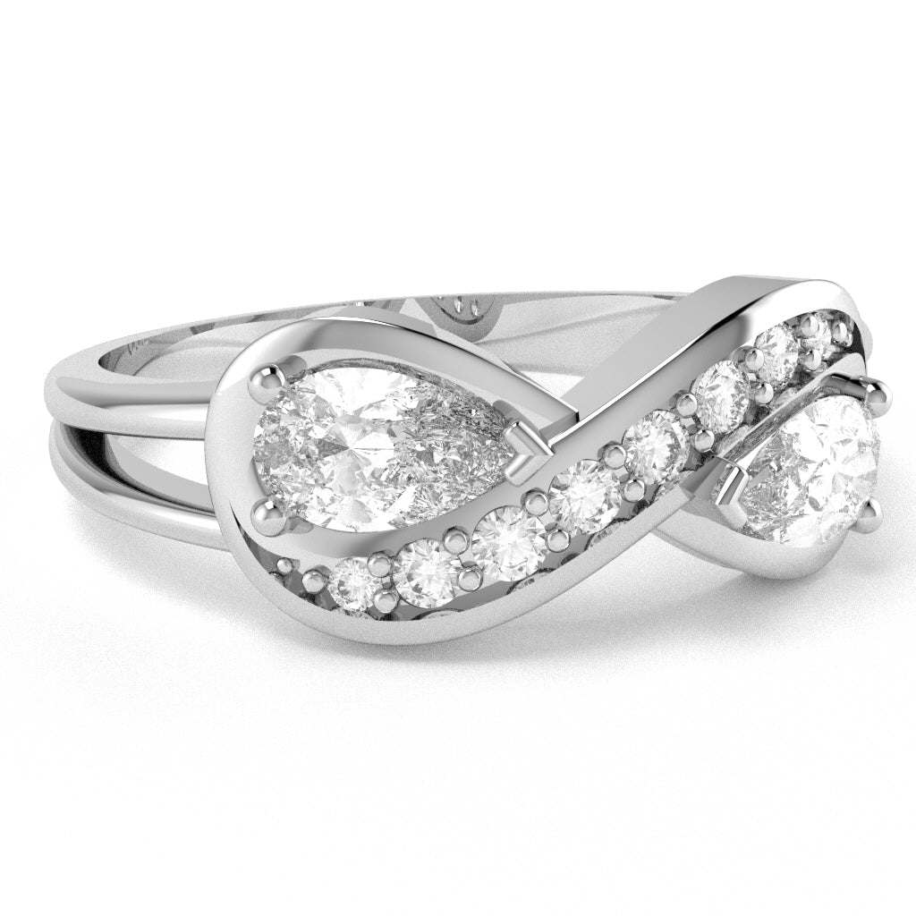 White Topaz Diamond Infinity Love Ring In 14k White Gold