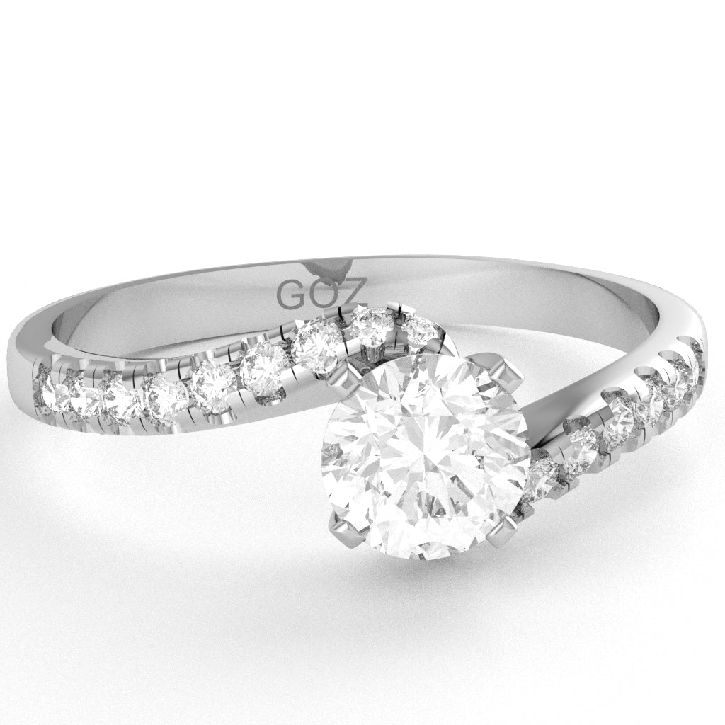 Dainty Lab-Grown Diamond Curly Engagement Ring In 10k White Gold