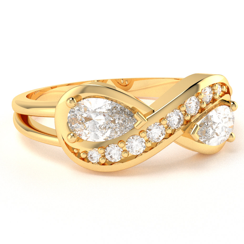 White Topaz Diamond Infinity Love Ring In 14k Yellow Gold
