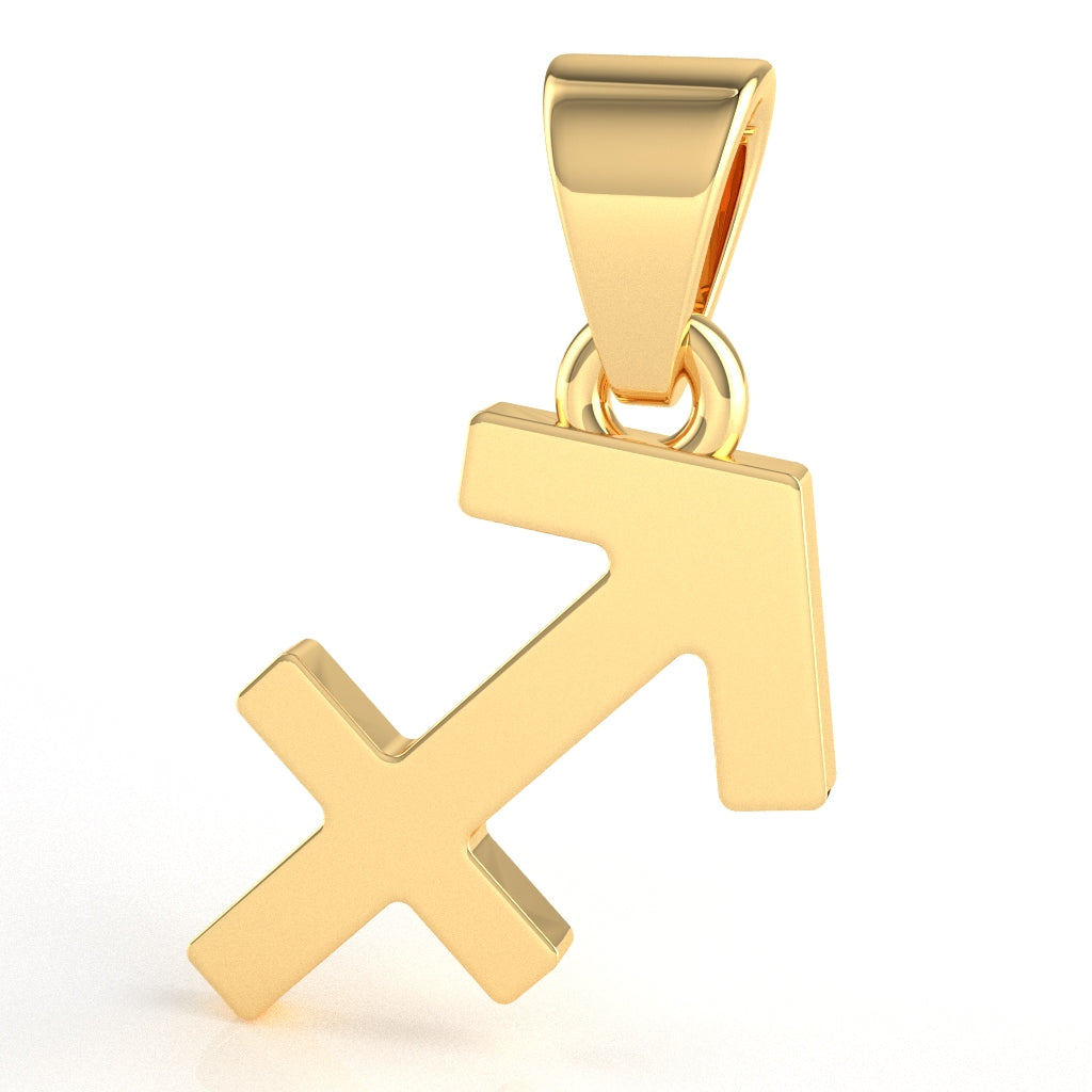 Sagittarius Zodiac Sign Pendant In Solid 14K Yellow Gold
