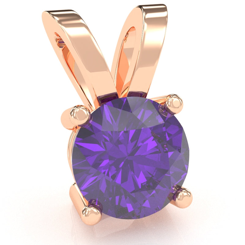 Amethyst Solitaire Pendant In 14k Rose Gold