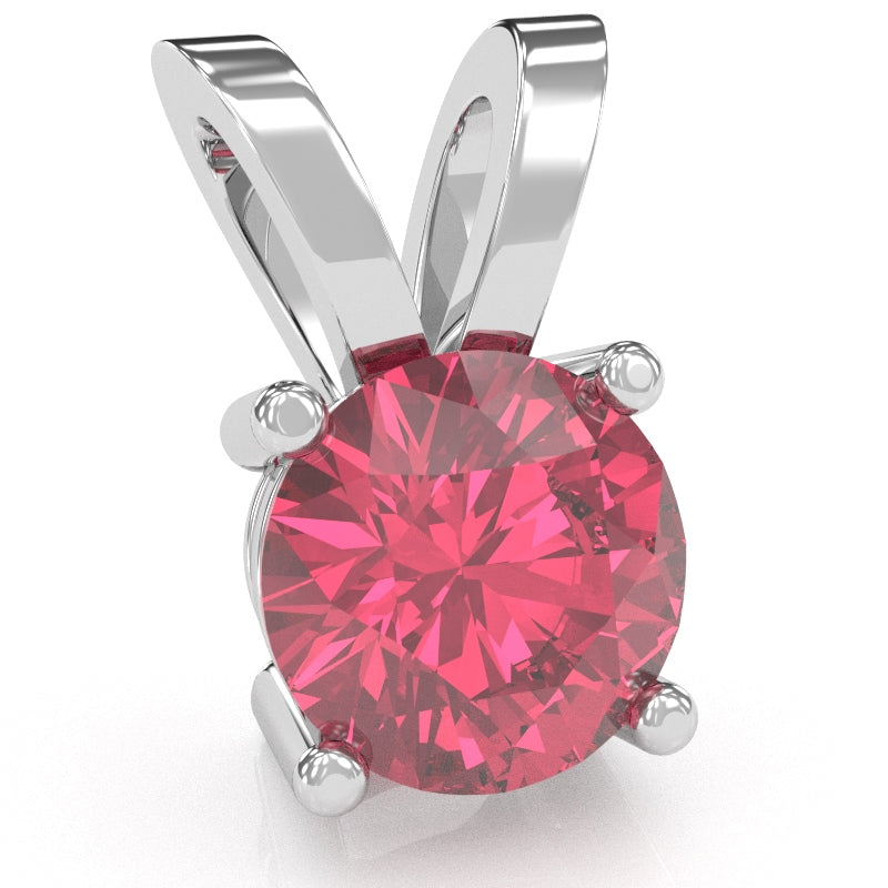 Pink Tourmaline Solitaire Pendant In 14k White Gold