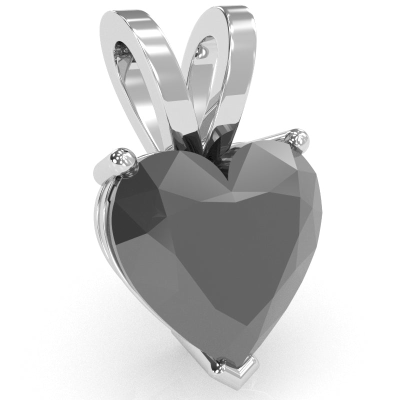 Black Onyx Heart Solitaire Pendant In 14k White Gold